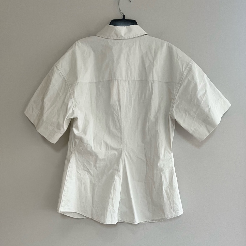 EAVES Aven Cotton Button Down Short Sleeve Shirt in Chalk Off White, size XL - Picture 5 of 11